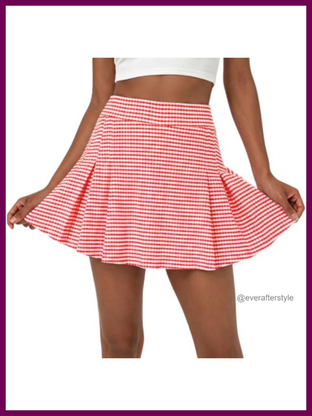 Women's Plaid Pleated Mini Skirt with Built-in Shorts High Waisted Skort